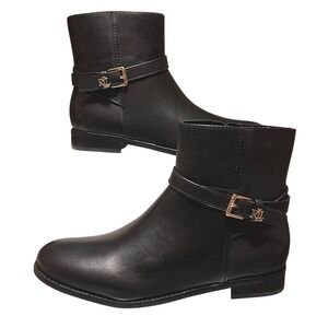 Lauren Ralph Lauren Brooke BT 2 Brown Leather Ankle Buckle Booties 9B 17602-E25